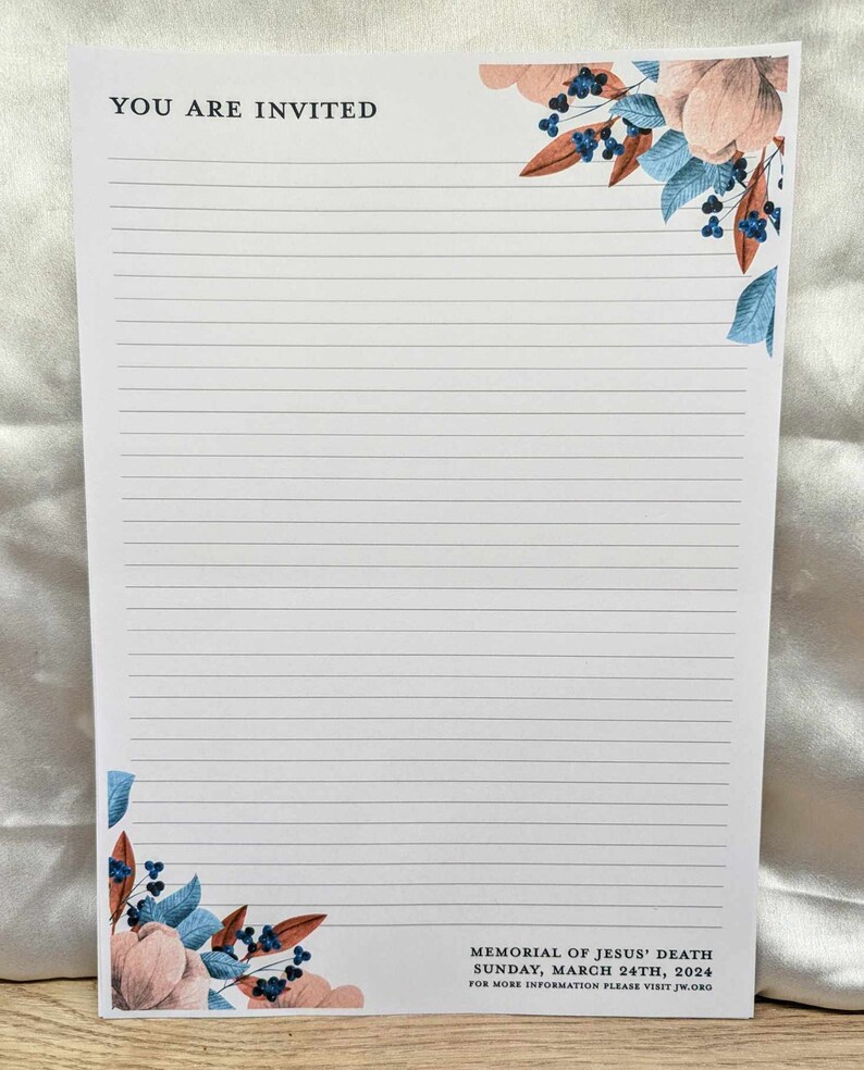 JW Memorial Campaign 2024 You are invited notepad paper lines letter writing set stickers invitation image 2