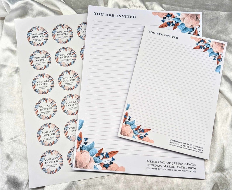 JW Memorial Campaign 2024 You are invited notepad paper lines letter writing set stickers invitation image 3