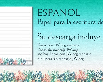 JW letter writing paper digital download blue coral website message spanish