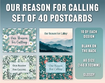 JW set of 40 Postcards Our Reason For Calling please visit jw.org not at home pioneer door to door letters campaign ministry writing