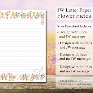 Papel para escrever cartas JW download digital flores secas lavanda prado campos fauna floral