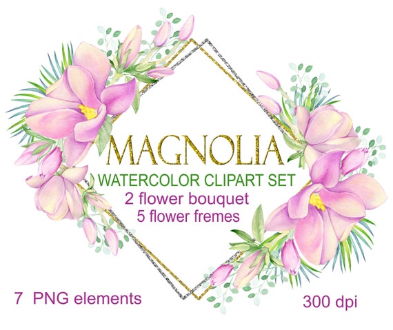 Download Magnolia Clip Art Watercolor Flowers Floral Wreath Sublimation Download Magnolia Flowers Digital Download Png Clip Art Art Collectibles Seasonalliving Com