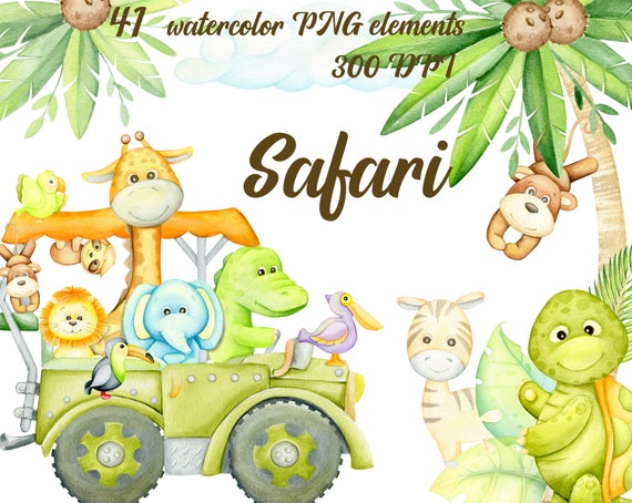 Watercolor Safari Baby Animals Clipart Graphics African Etsy Watercolor Safari Baby Animals Clipart Graphics African Etsy