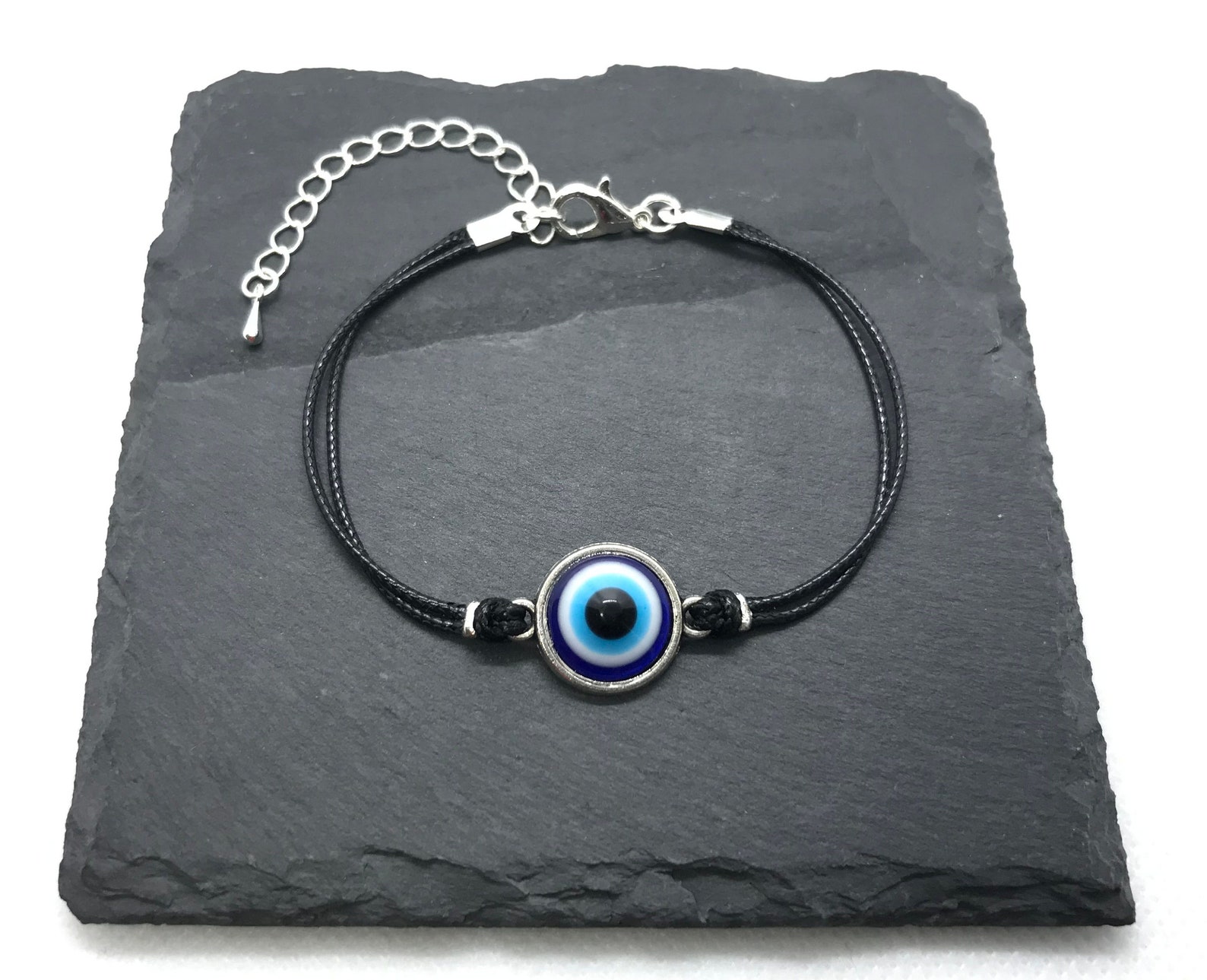 Evil Eye Cord Bracelet Eyeball Symbol Of Protection Blue Etsy
