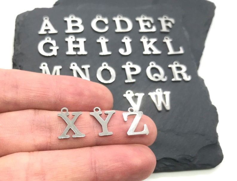 Tiny Stainless Steel Initial Necklace Small Pendant, Stainless Steel