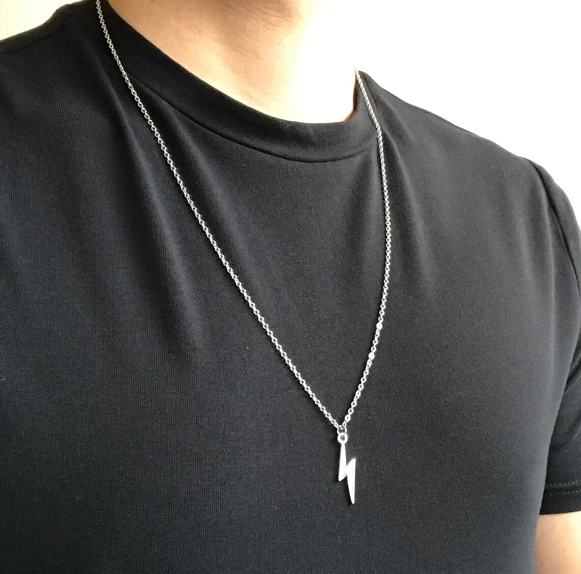 Lightning Bolt Necklace Pendant Charm Stainless Steel for Men Etsy
