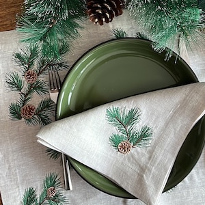 Pine Cone Pattern Christmas Table Dinner Napkins - Beige New Year Decor ...