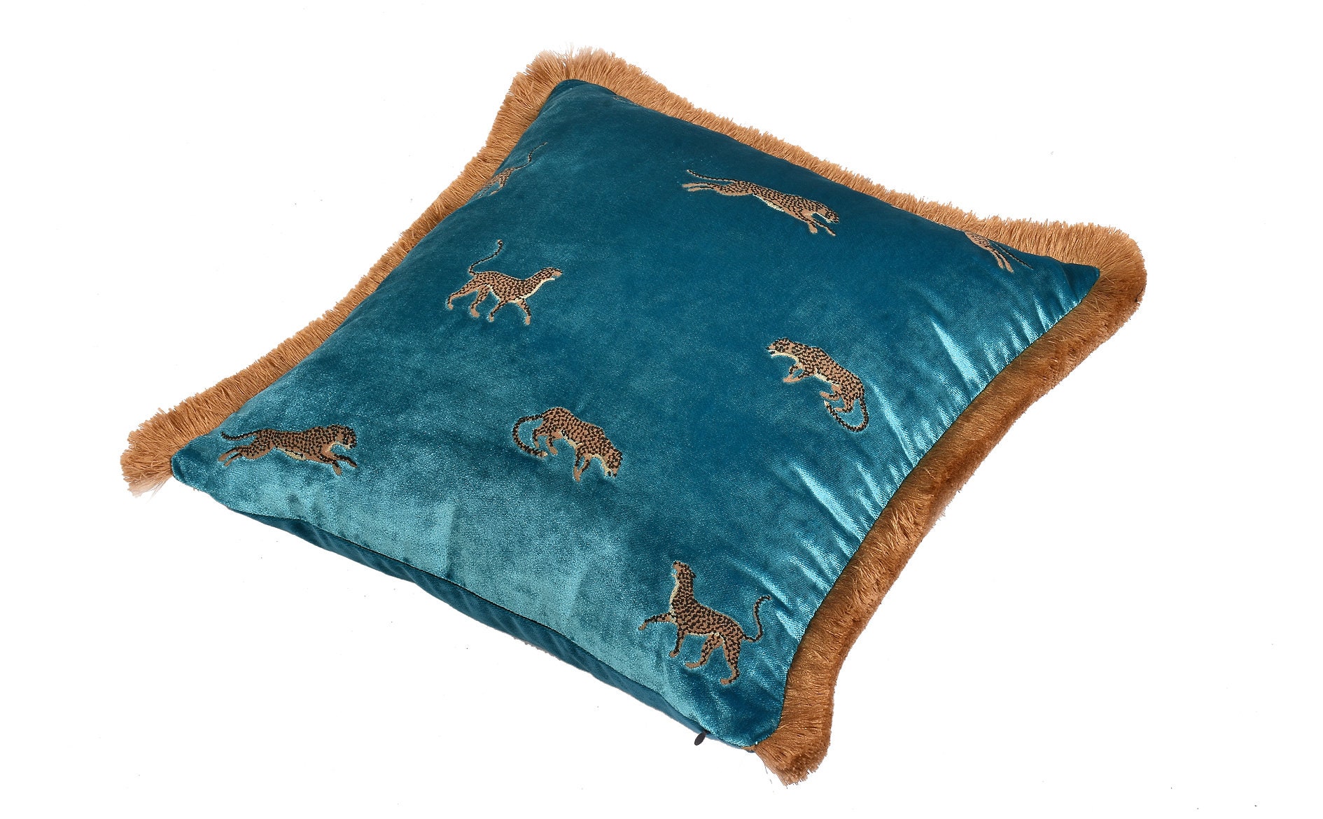 Turqoise Velvet Pillow Cover Leopard Pattern Pillow Case Etsy