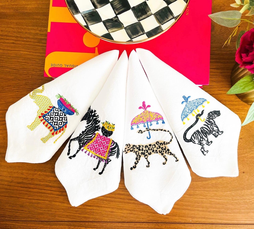Embroidered Safari Animals Linen Napkins Decorative Serviette Set Etsy embroidered-safari-animals-linen-napkins-decorative-serviette-set-etsy