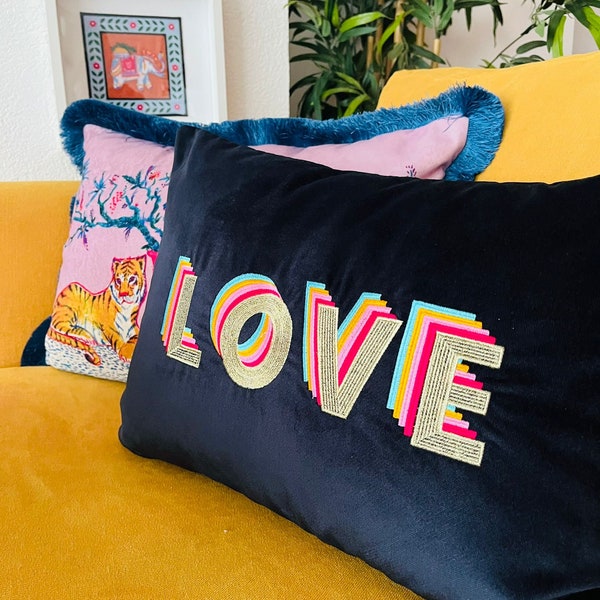 Pink and Navy Throw Pillow - Etsy