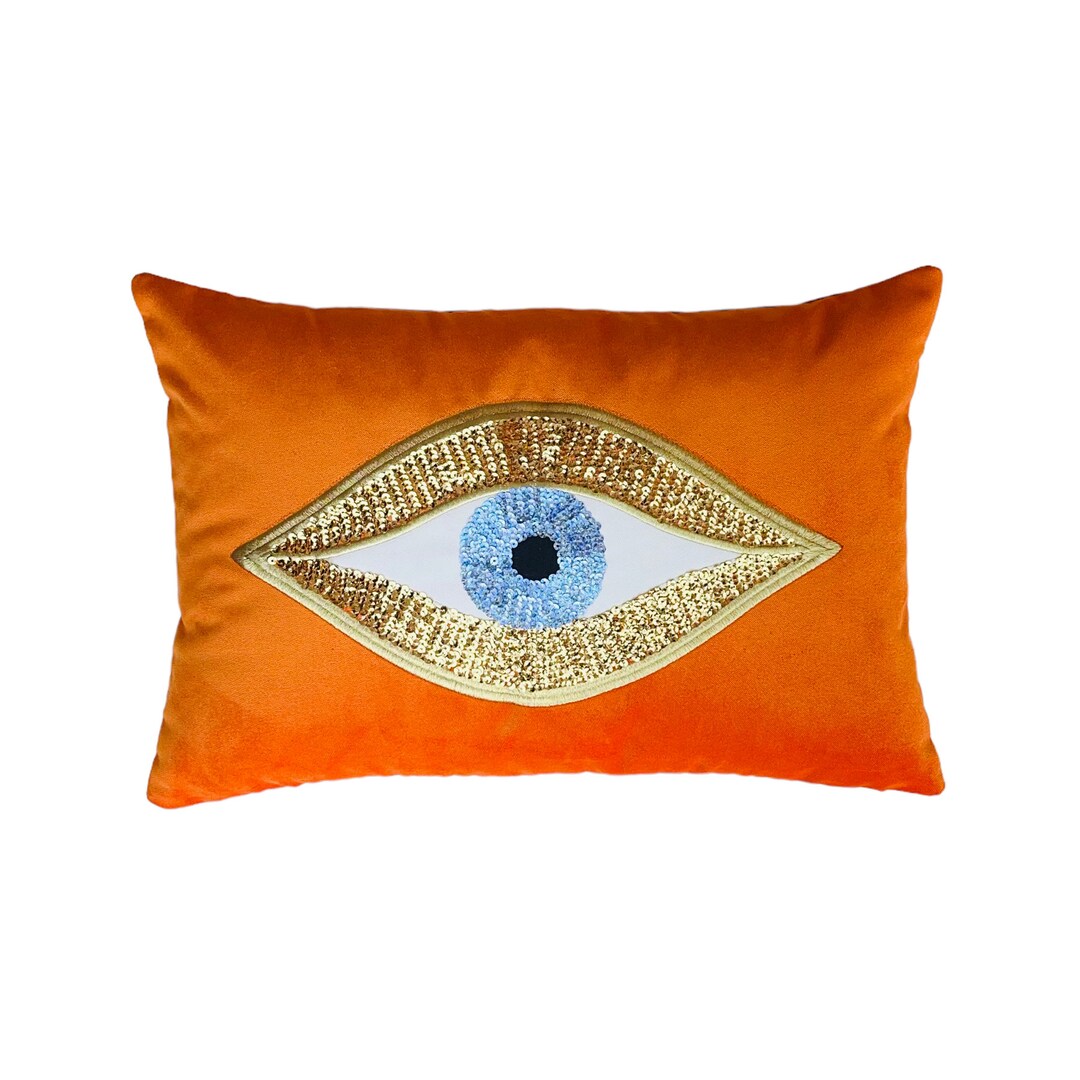 Throw Pillow for Couch Orange Velvet Cushion Cover Gold Etsy
