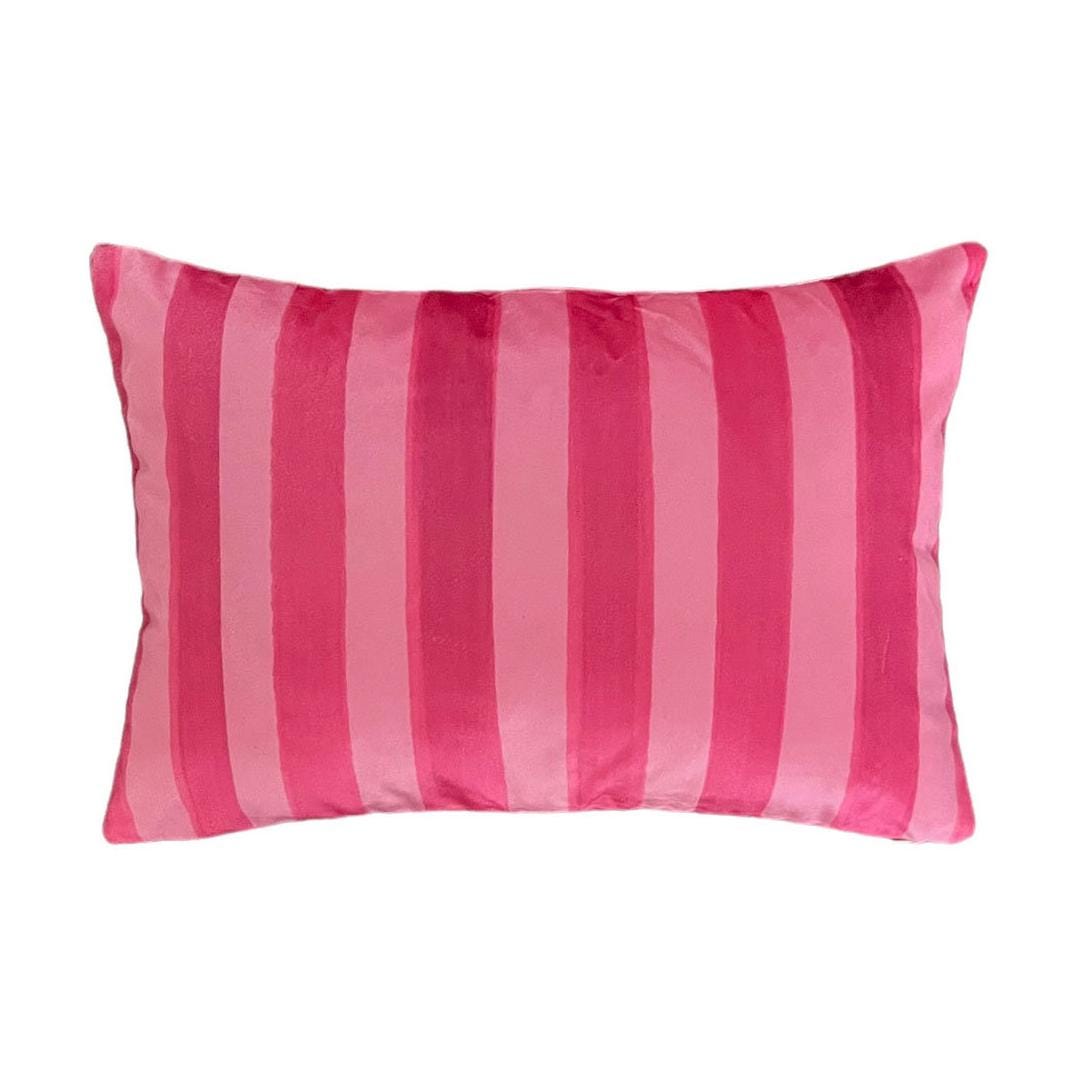 Pink Striped Throw Pillow Cover - Matching with Tiger Pattern Throw Pillow Cover - Pink Velvet Pillow Case - 14'' x 20''