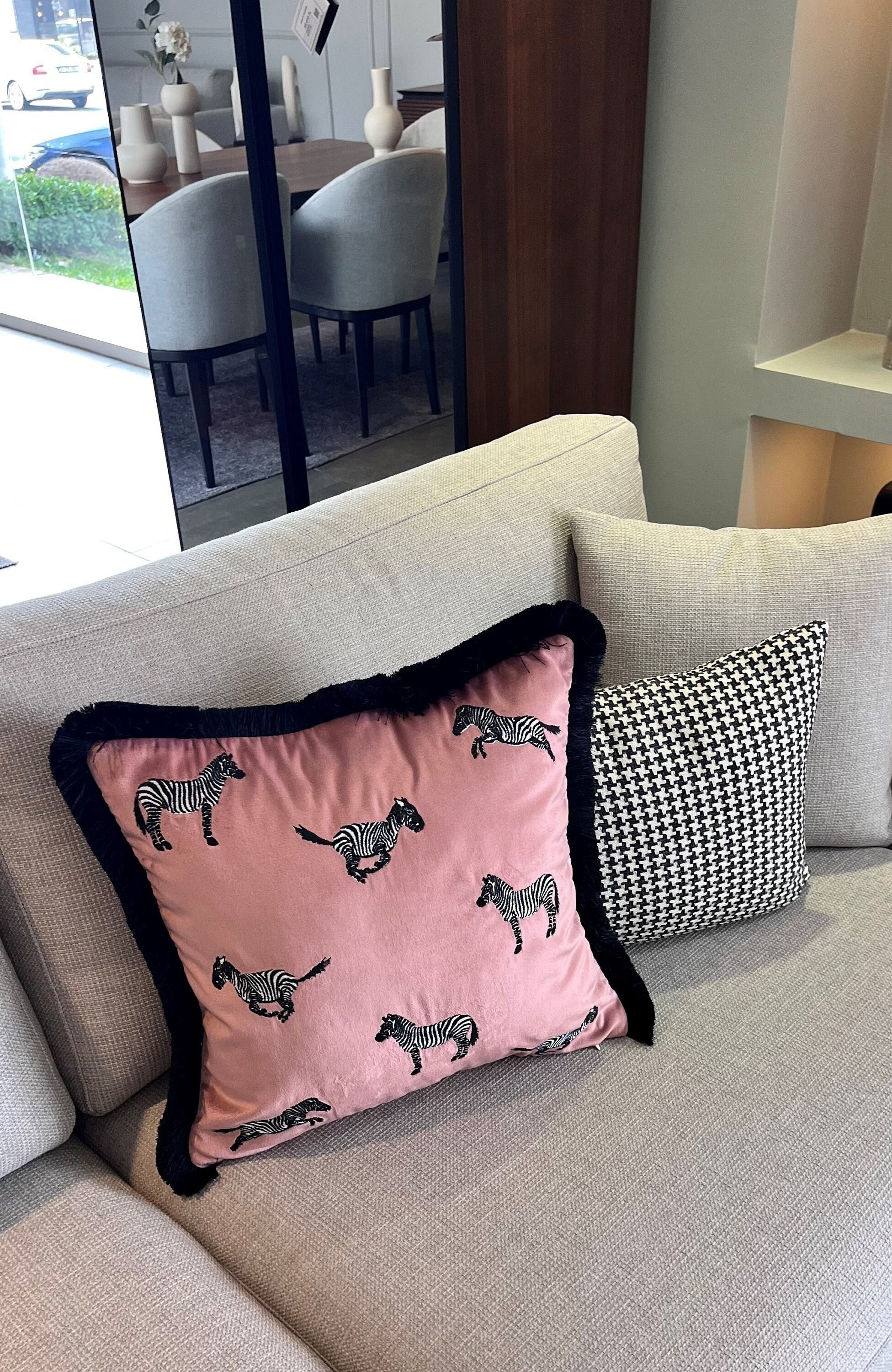 Pink and black throw pillows online