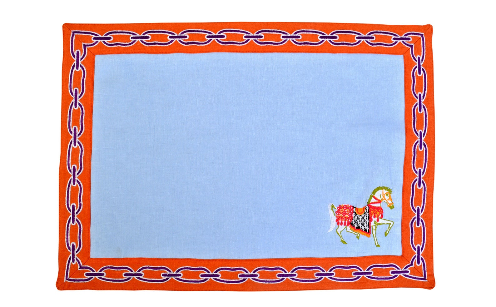 Decorative Light Blue Linen Placemats Horse Pattern Placemat Etsy