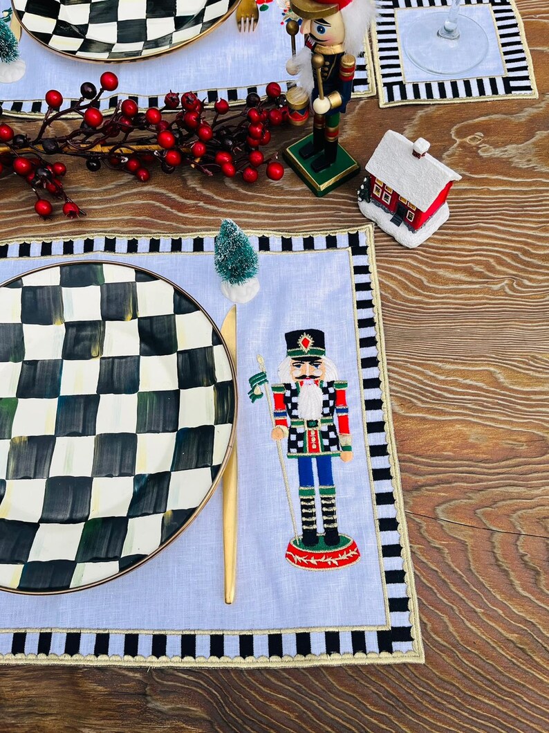 Nutcracker Series Linen Placemats 100 Linen Placemat Set Etsy