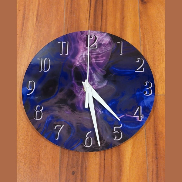 Wall Clock, Smoke Wall Clock, Blue Wall Clock, Silent movement clock, Sublimation Clock, Home Decor, 3 Sizes