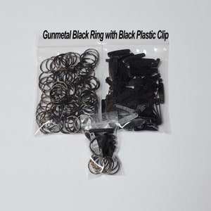 1 Inch Gunmetal Balck keychain rings and Black plastic connector tabs,  Flat Key Rings Split Keychain,  plastic connector for key ring tab