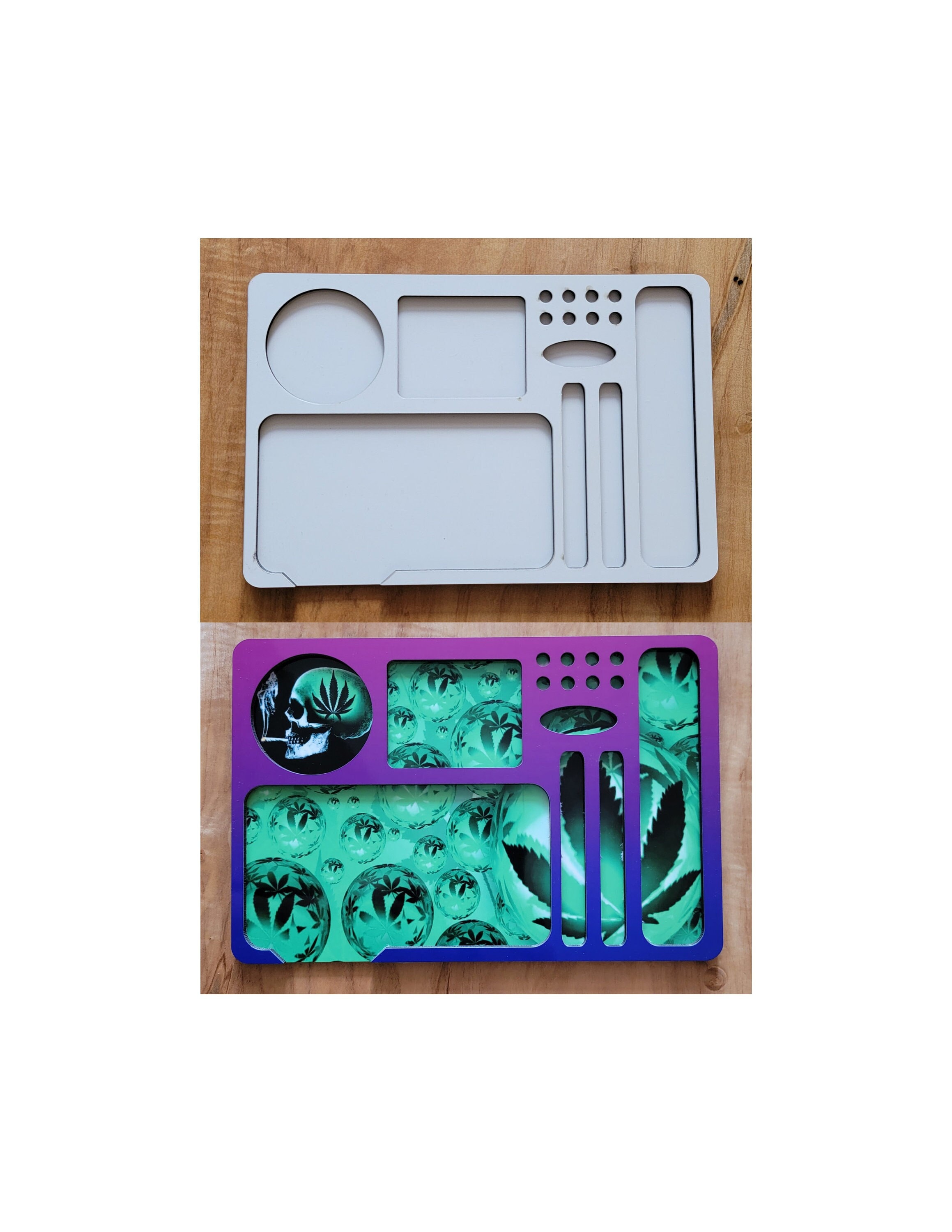 5 Piece Custom Rolling Tray Set for Tobacco or Cannabis Kush Queen