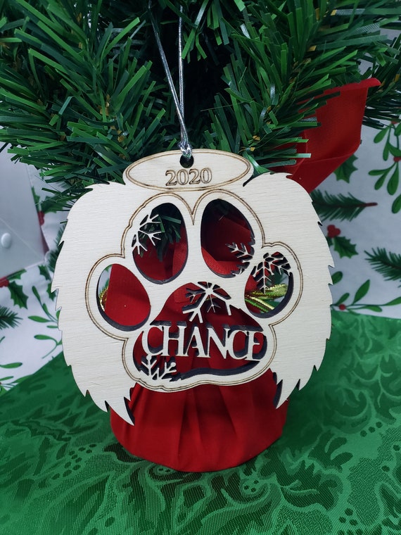 Angel Dog Paw Christmas Ornament Christmas Tree Ornament Wood