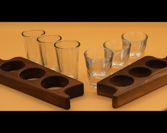Personalized Walnut Shot Flight, Tequila Party Board, Wedding Gift
