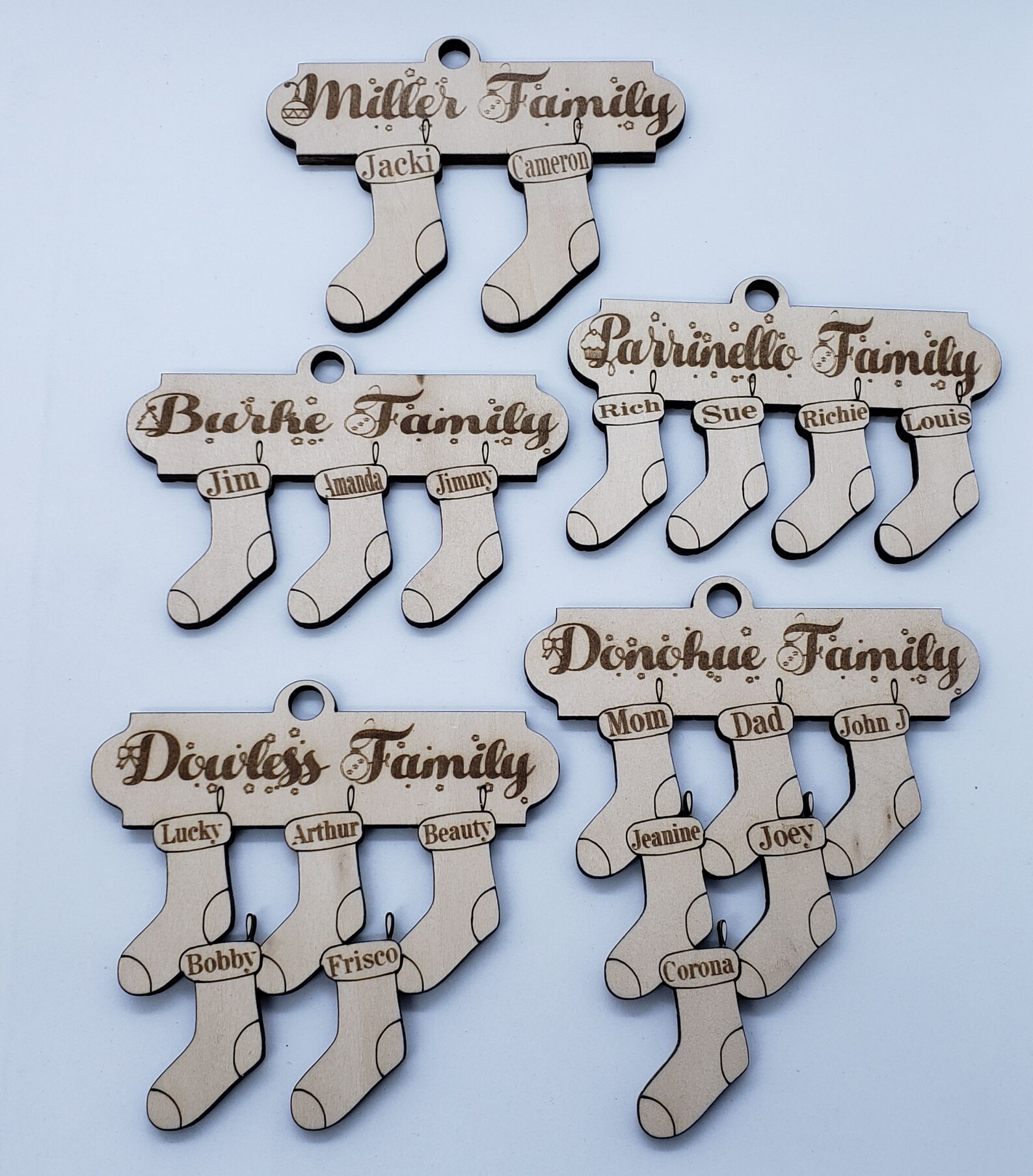 Download Stocking Family Name Christmas Ornament SVG/DXF Silhouette ...