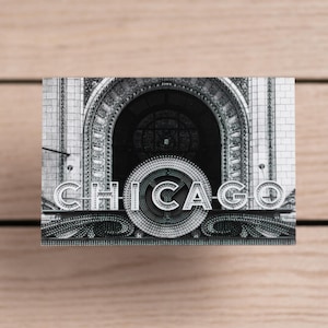 Carte postale de chapiteau du théâtre de Chicago – monument emblématique du centre-ville