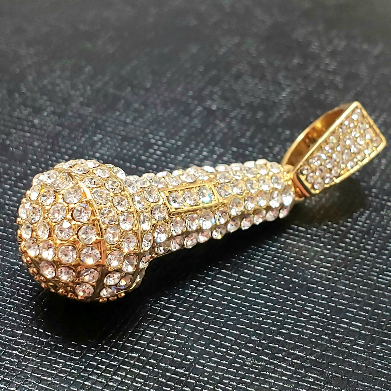 HIP HOP Lab Diamond Microphone Pendant w/ 4 mm Rope Chain Etsy