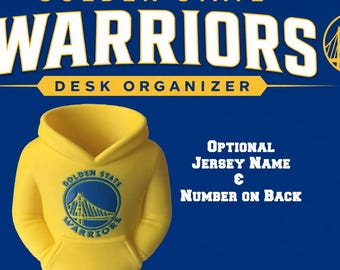 Warriors Pencil Holder Desk Organizer with Customizable Name and Number on Back