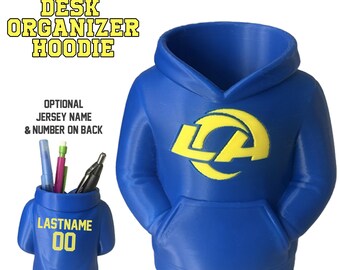 Rams Pencil Holder Desk Organizer with Customizable Name and Number on Back