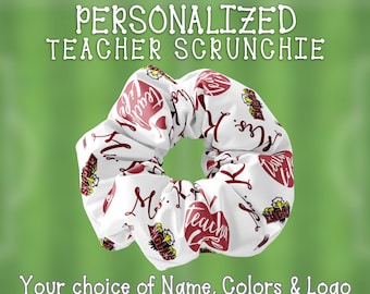 Personalized Teacher Scrunchie Hair Tie, Teacher Appreciation Scrunchy, Gift for Your Favorite Teacher