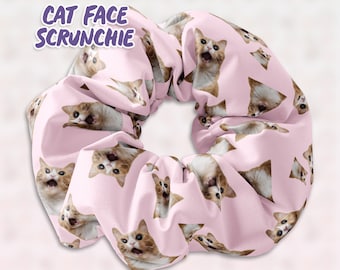 Personalisierte Katzengesichter Scrunchie Haargnadel, Lustige Katzengesichter Scrunchy Haar accessoire, Lustige Geschenkidee für jedes Alter