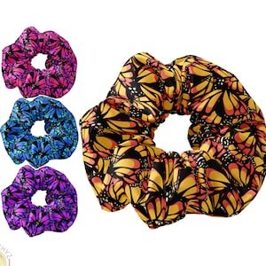 Monarch Butterfly Wings Repeating Pattern Scrunchie Hair Tie, Monarch Butterfly Wing Pattern Scrunchys
