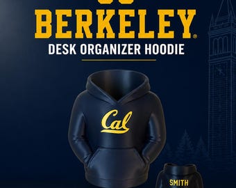UC Berkeley Desk Organizer / Pencil Holder with Customizable Name and Number on Back