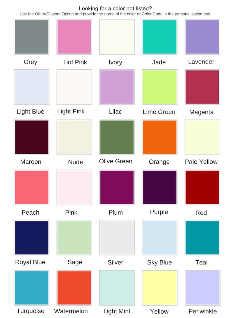 Peut inclure: Un nuancier avec 25 &eacute;chantillons de couleurs diff&eacute;rentes. Les couleurs incluent le gris, le rose vif, l'ivoire, le jade, la lavande, le bleu clair, le rose clair, le lilas, le vert lime, le magenta, le marron, le nude, le vert olive, l'orange, le jaune p&acirc;le, la p&ecirc;che, le rose, le prune, le violet, le rouge, le bleu royal, la sauge, l'argent, le bleu ciel, le turquoise, le turquoise, la past&egrave;que, la menthe claire, le jaune et le bleu periwinkle.