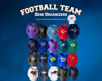 Football Pencil Holder Desk Organizers with Optional & Customizable Name and/or Number on Back