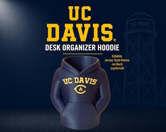 UC Davis Desk Organizer / Pencil Holder with Customizable Name and Number on Back