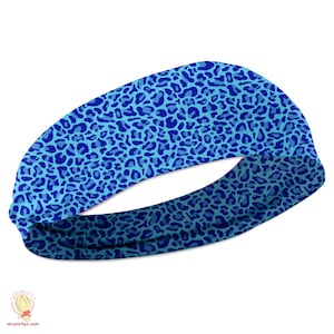 Blue Leopard Print Stretchy Headband - Blue Cheetah - Blue Animal Print - Trendy Headband, Great for Casual and Active wear