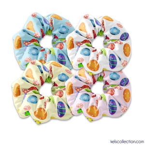 Coleteros con forma de huevo de Pascua en rosa claro y azul, accesorio para el pelo con coleteros de caramelos de colores de Pascua, coleteros de Pascua