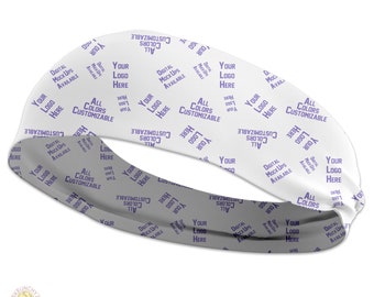 Custom Company Branded Stretchy Headband, Your Logo, Text, Graphics and Colors all customizable, Personalized Business Products