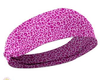 Pink Leopard Print Stretchy Headband - Pink Cheetah - Pink Animal Print - Trendy Headband, Great for Casual and Active wear