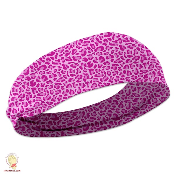 Pink Leopard Print Stretchy Headband - Pink Cheetah - Pink Animal Print - Trendy Headband, Great for Casual and Active wear
