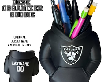 Las Vegas Raiders Pencil Holder Desk Organizer with Customizable Name and Number on Back