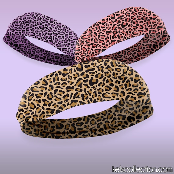 Leopard Print Stretchy Headband - Purple Leopard - Coral Leopard - Trendy Headband, Great for Casual and Active wear