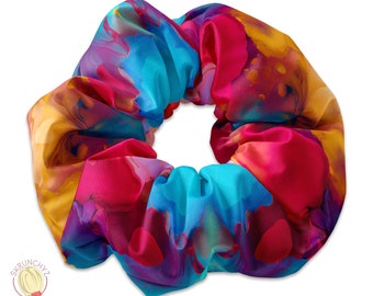 Abstract Watercolor Ink Scrunchie Hair Tie, Paint Birthday Scrunchy, Art Party Gift, Cute Scrunchies for Girls, Birthday Party Favors