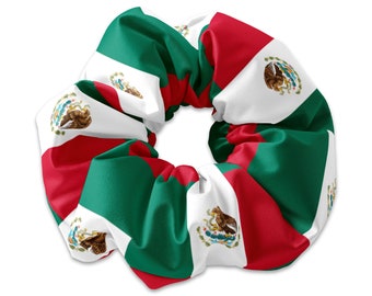 Coletero con diseño de bandera mexicana, lazo para el pelo con la bandera de México, accesorio para el pelo con coletero con la bandera mexicana, coleteros para el Cinco de Mayo