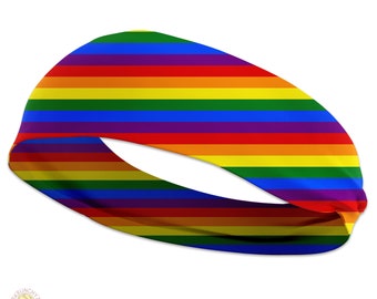 Rainbow Stripes Stretchy Headband Hair Tie,Cute Rainbow Hair Accessory,Colorful Rainbow Striped Hair Tie Accessory, Rainbow Workout Headband