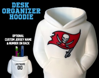 Buccaneers Pencil Holder Desk Organizer with Customizable Name and Number on Back