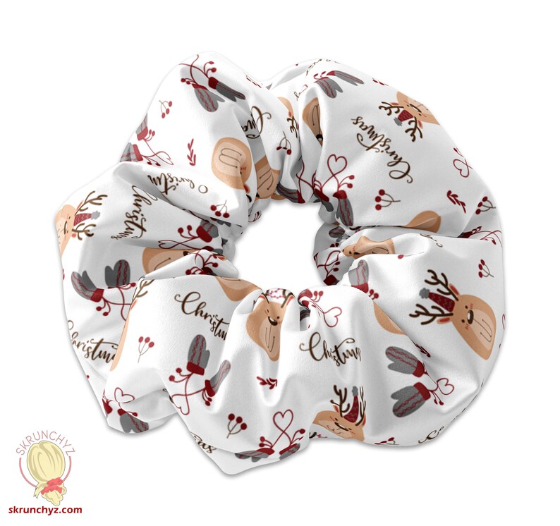 Christmas Reindeer and Mittens Scrunchie Winter Holiday Scrunchies Christmas Themed Scrunchie Hair Tie Xmas Scrunchys,Xmas Scrunchies