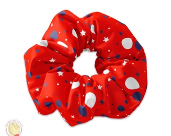 Comelodiant Haarschleifen-Set 4. Juli – Patriotisch Rot-weiß-blau, Elastische Scrunchies & Kreolen Für Frauen & Mädchen, 4-teilig
