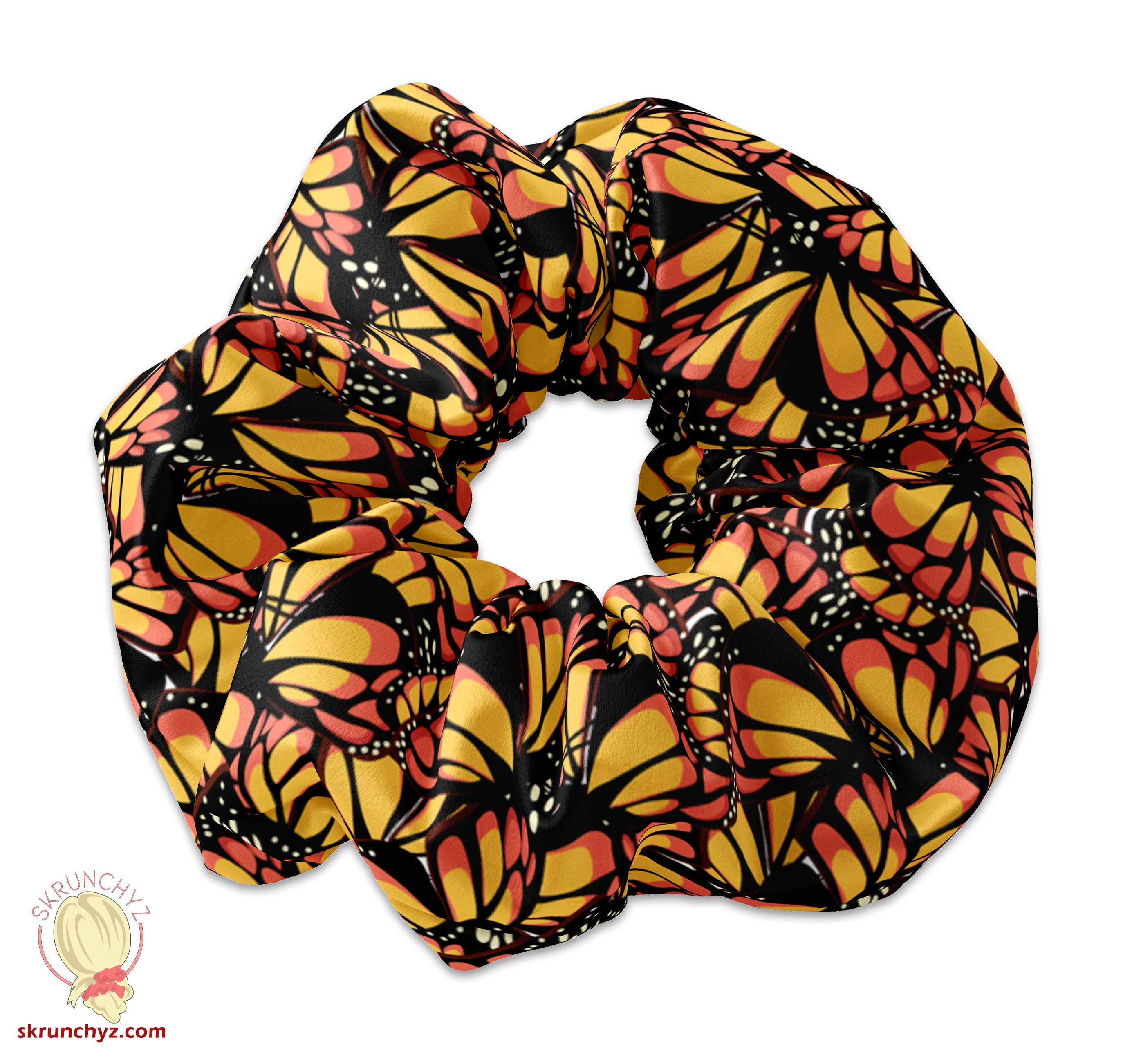 Monarch Butterfly Wings Repeating Pattern Scrunchie Hair Tie, Monarch ...